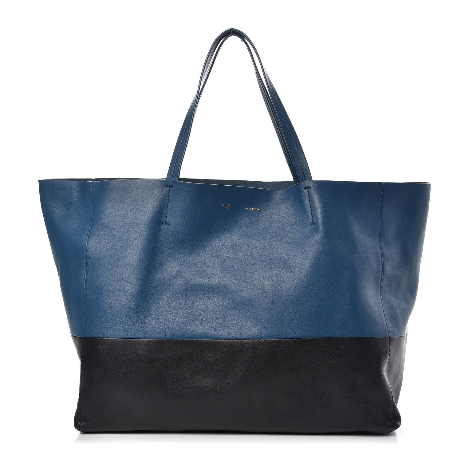 Celine Lambskin Horizontal Bi-Color Cabas Metallic Blue 1 of 10
