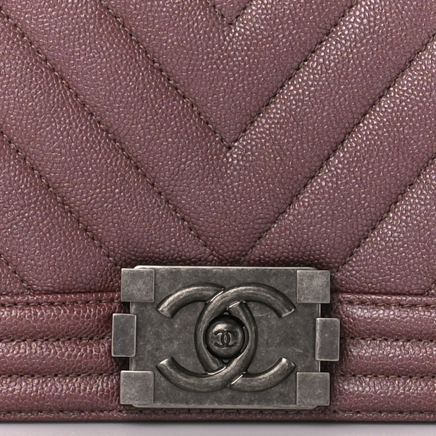 Chanel Metallic Caviar Chevron Quilted Medium Boy Flap Dark Pink 8 of 11