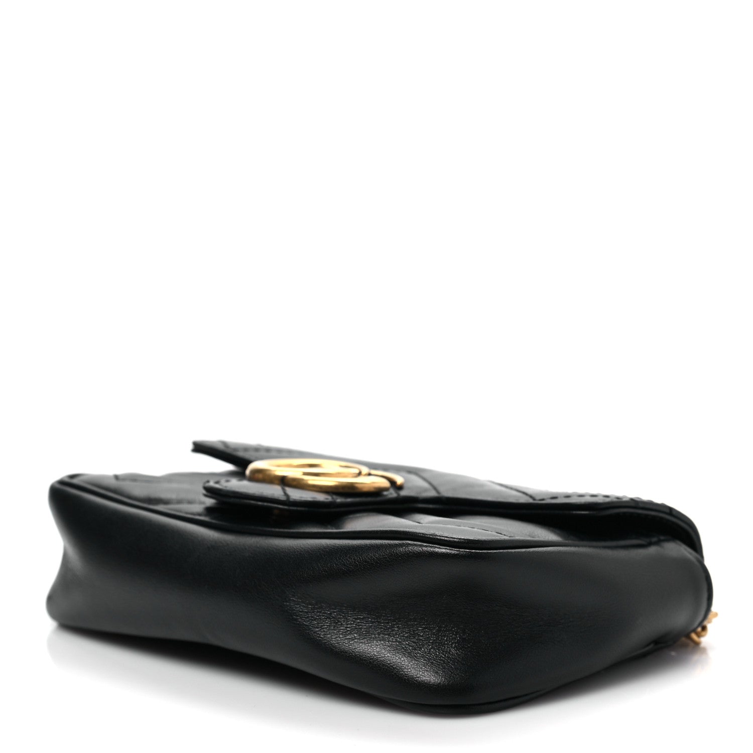 Gucci Calfskin Matelasse Super Mini GG Marmont Shoulder Bag Black 8 of 8