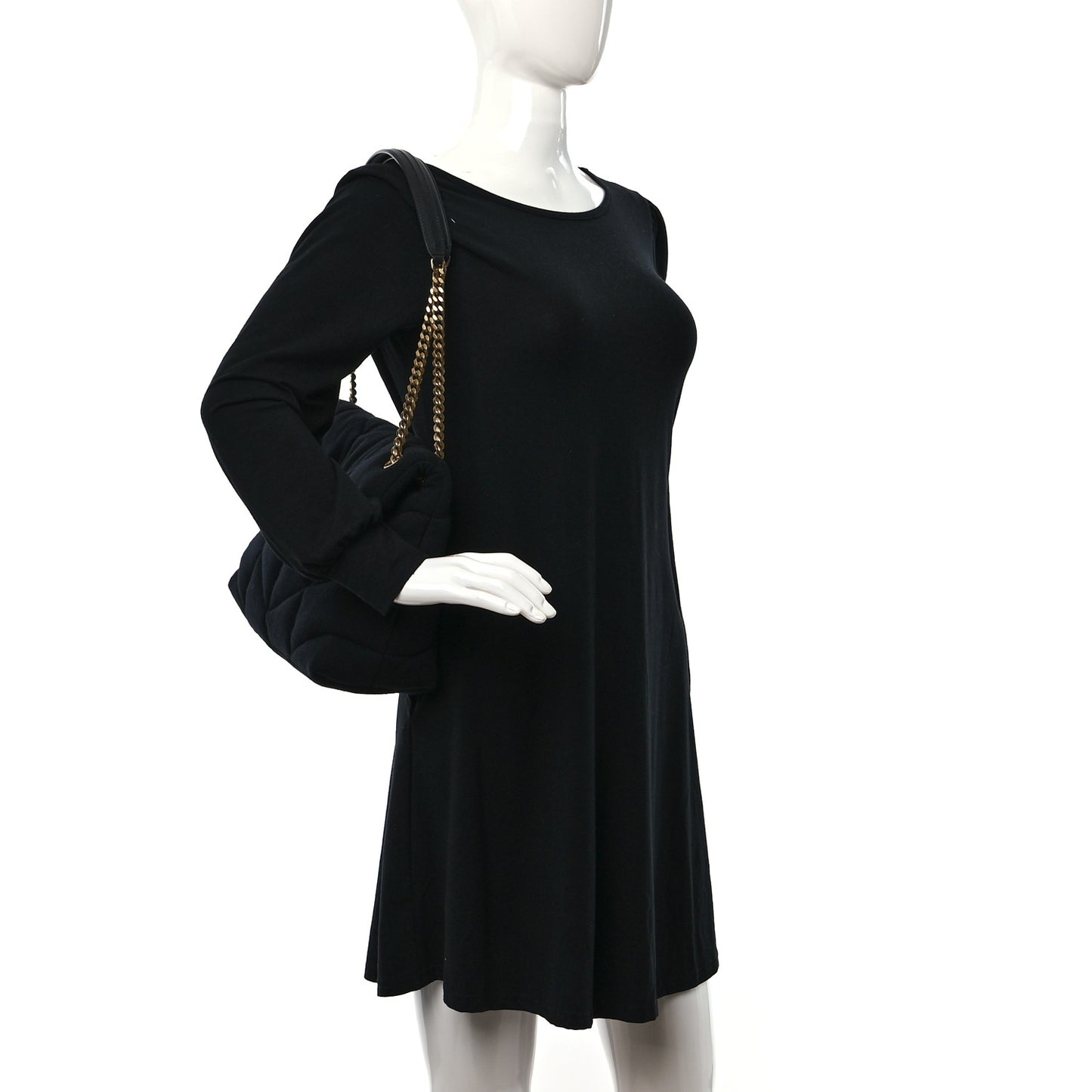 Wool Jersey Quilted Medium Loulou Puffer Monogram Chain Black
