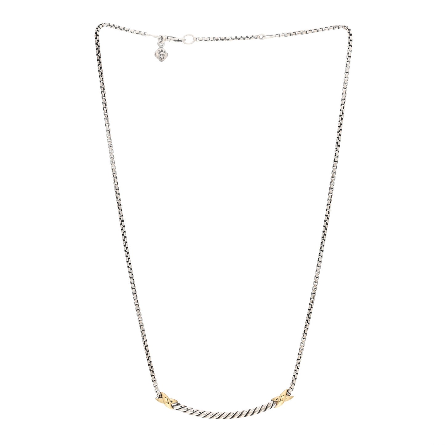 Sterling Silver 18K Yellow Gold Petite X Bar Station Necklace