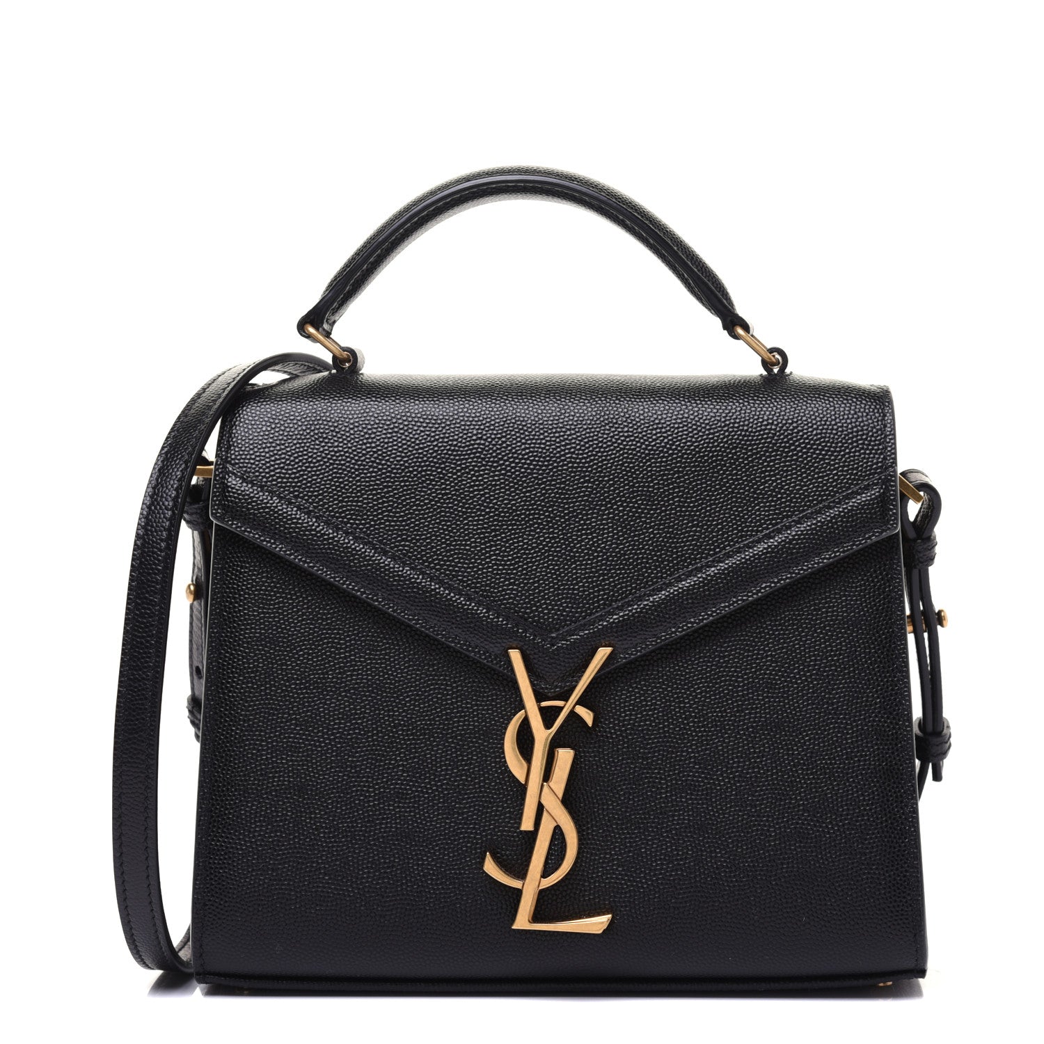 Saint Laurent Grain de Poudre Mini Classic Monogram Cassandra Top Handle Black Rouge Legion 1 of 15