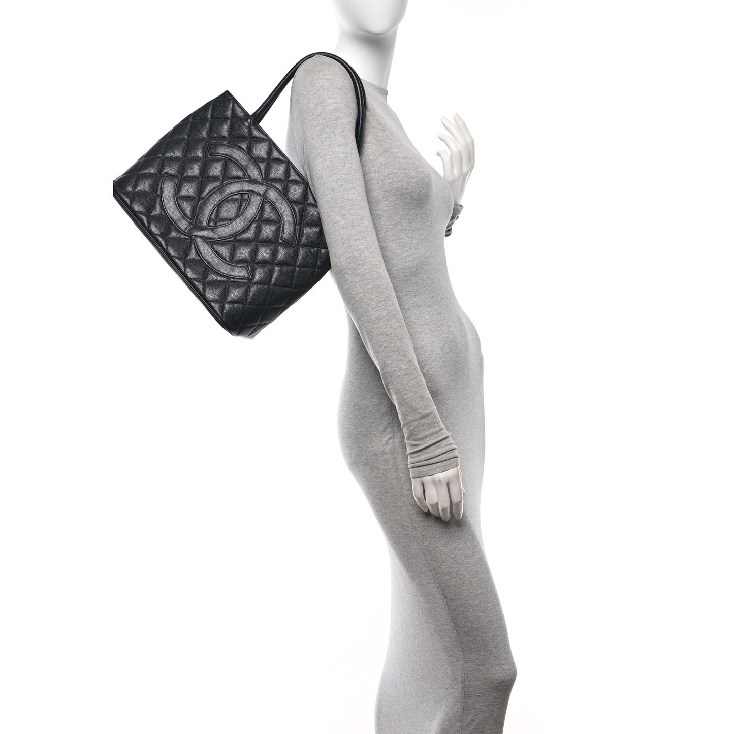 Caviar Quilted Medallion Tote Black