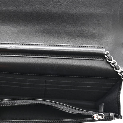 Chanel Printed Lambskin Airlines Wallet On Chain WOC White Blue Black 6 of 13