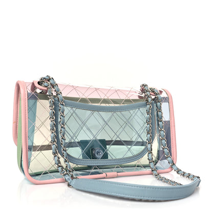 Chanel Lambskin PVC Quilted Medium Coco Splash Flap Blue Green 3 of 9