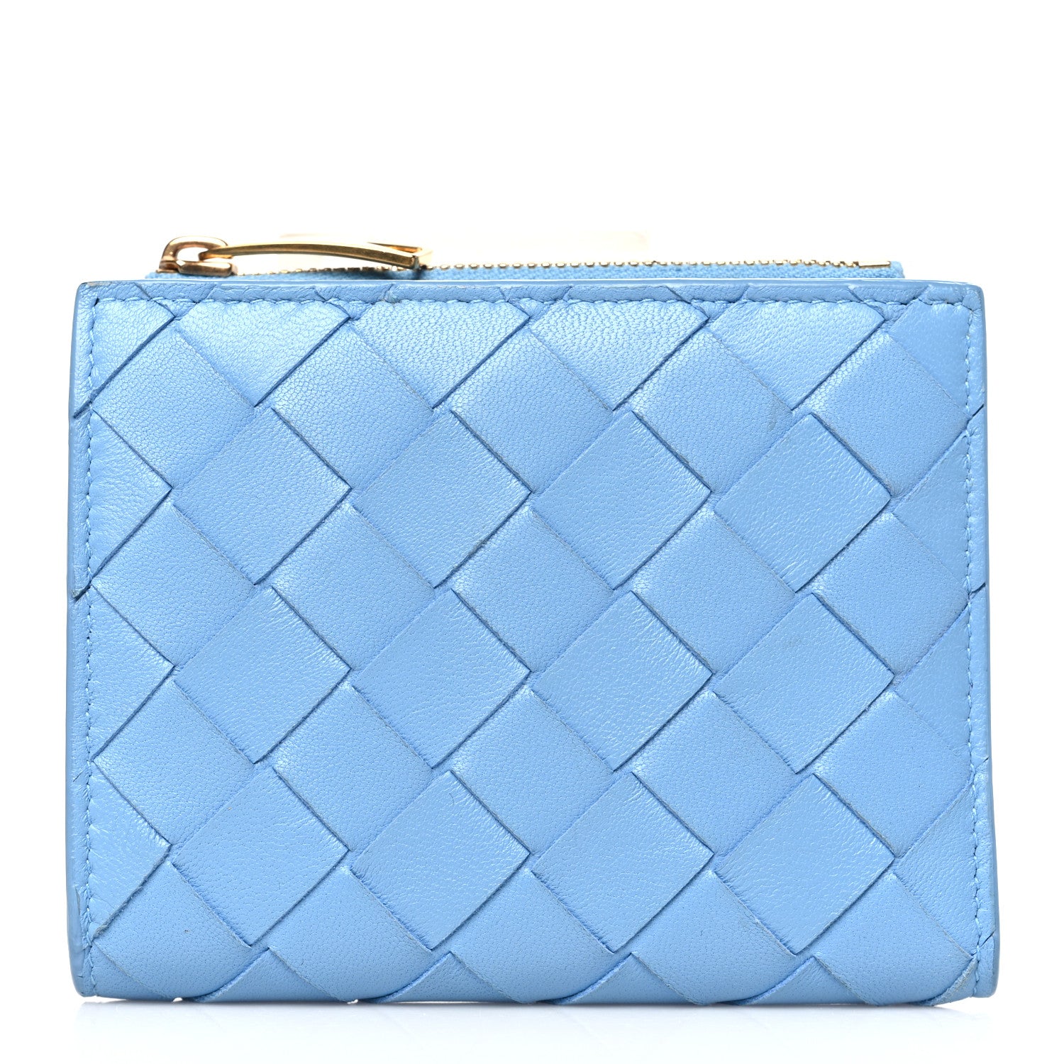 Bottega Veneta Nappa Intrecciato Small Bi-Fold Zip Wallet Ice 1 of 7