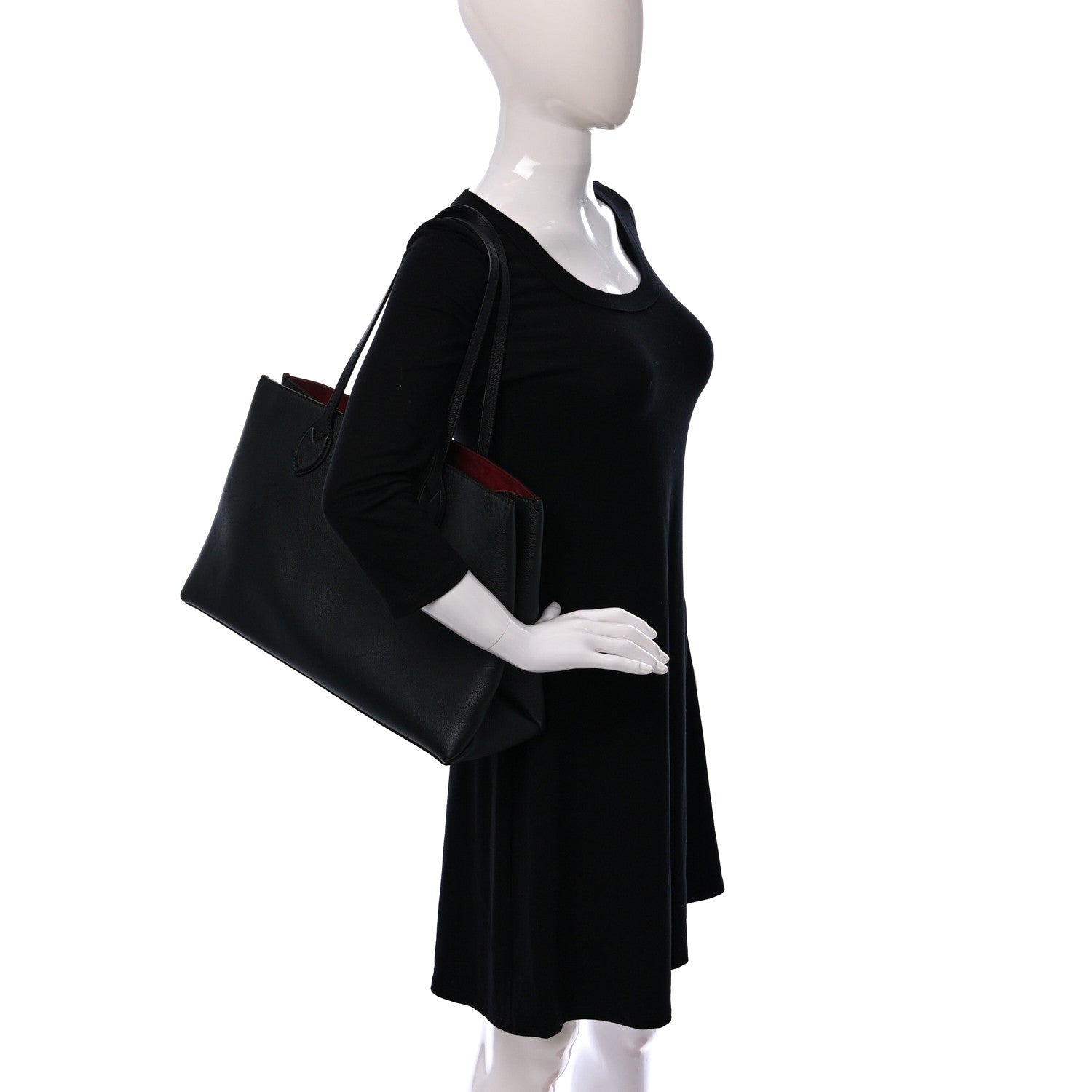 Louis Vuitton Grained Calfskin Lockme Shopper Black 2 of 8