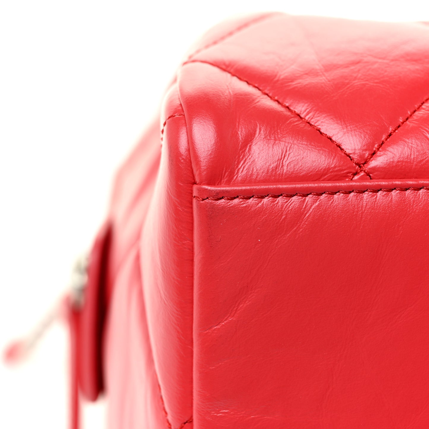 Calfskin Quilted Small CC Bowling Bag Red