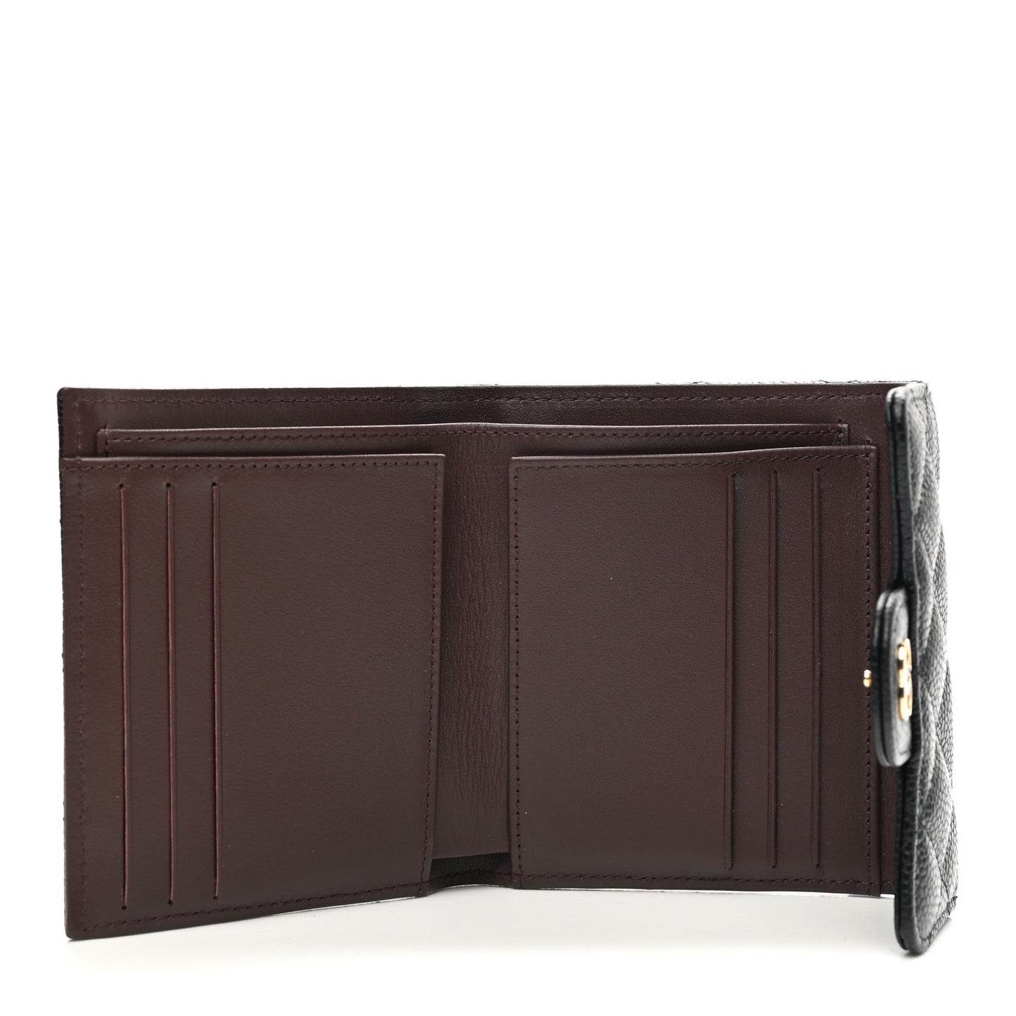 Caviar Quilted Compact Flap Wallet Black