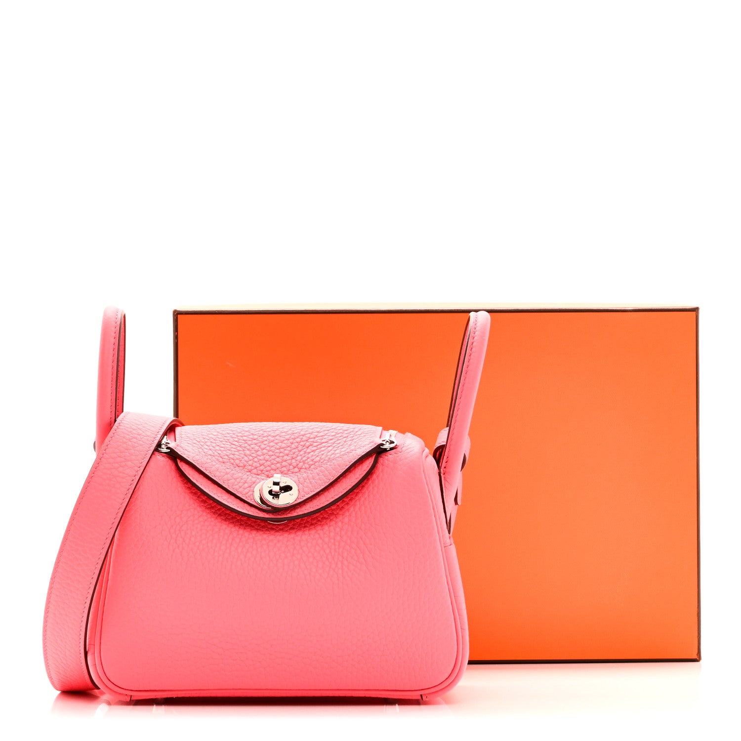 Hermes Taurillon Clemence Mini Lindy 20 Rose Azalee 10 of 10
