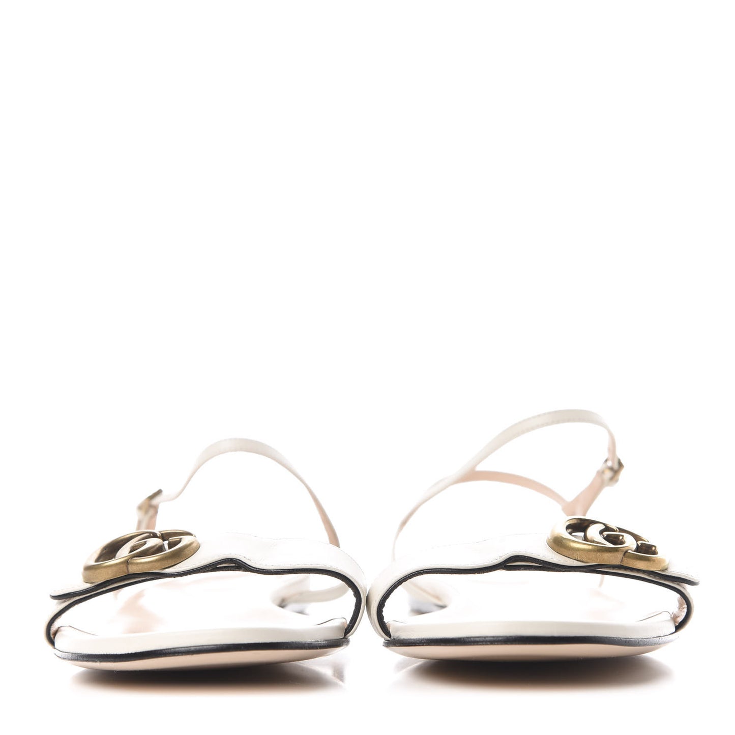 Lifford Calfskin GG Marmont Ankle Wrap Flat Sandals 41 Mystic White