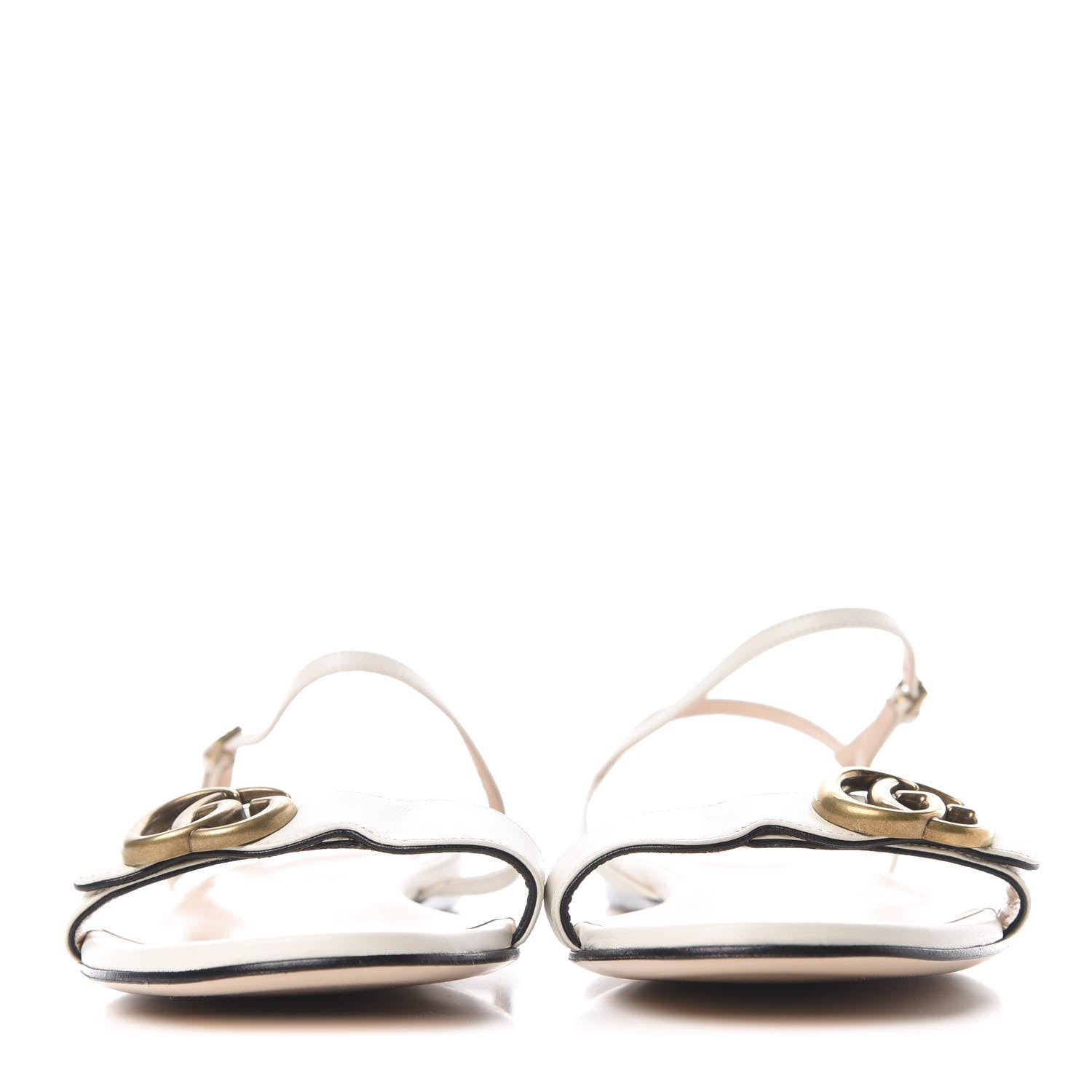 Gucci Lifford Calfskin GG Marmont Ankle Wrap Flat Sandals 41 Mystic White 2 of 9