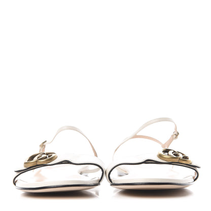 Gucci Lifford Calfskin GG Marmont Ankle Wrap Flat Sandals 41 Mystic White 2 of 9