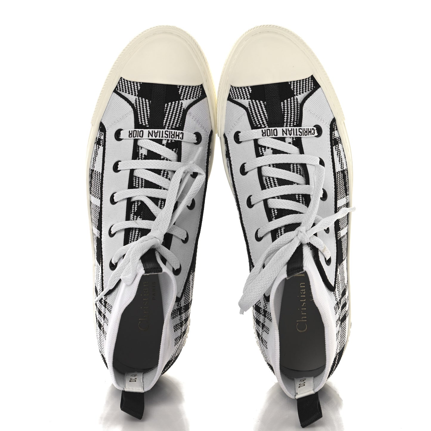 Technical Knit Check'N'Dior Walk'N'Dior High Top Sneakers 40 White Black