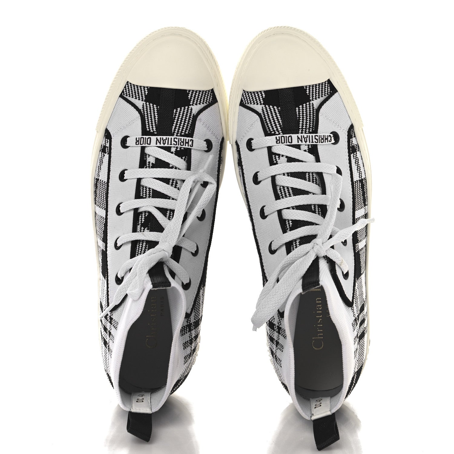 Christian Dior Technical Knit Check'N'Dior Walk'N'Dior High Top Sneakers 40 White Black 2 of 9