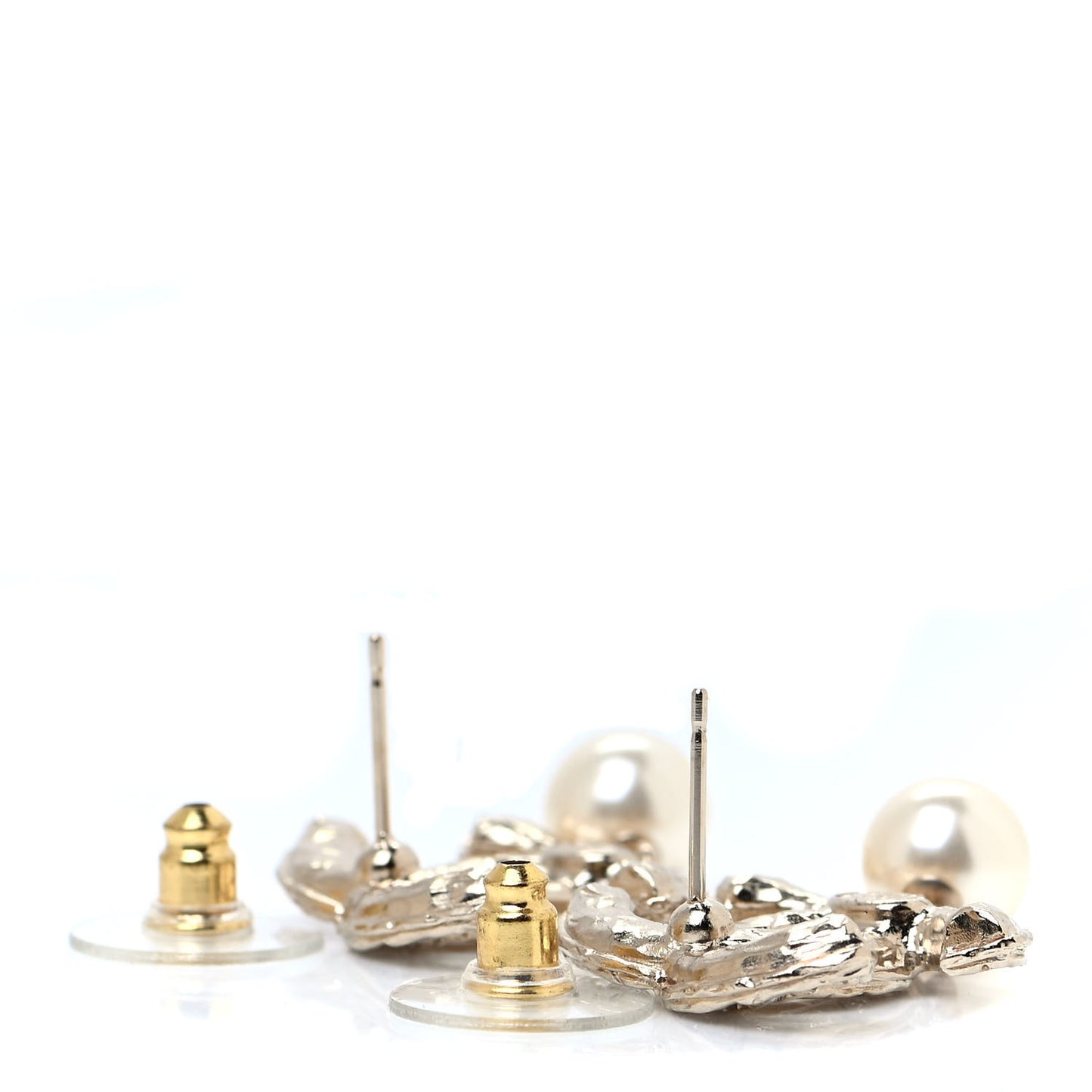 Crystal Pearl CC Drop Earrings Gold