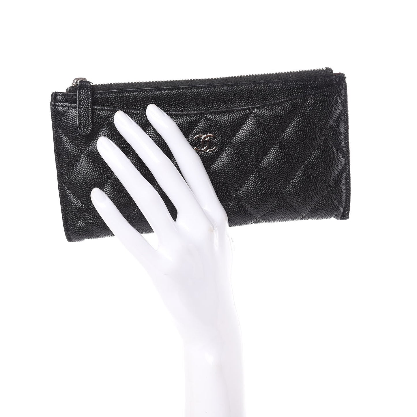 Caviar Quilted Classic Zip Pouch Black