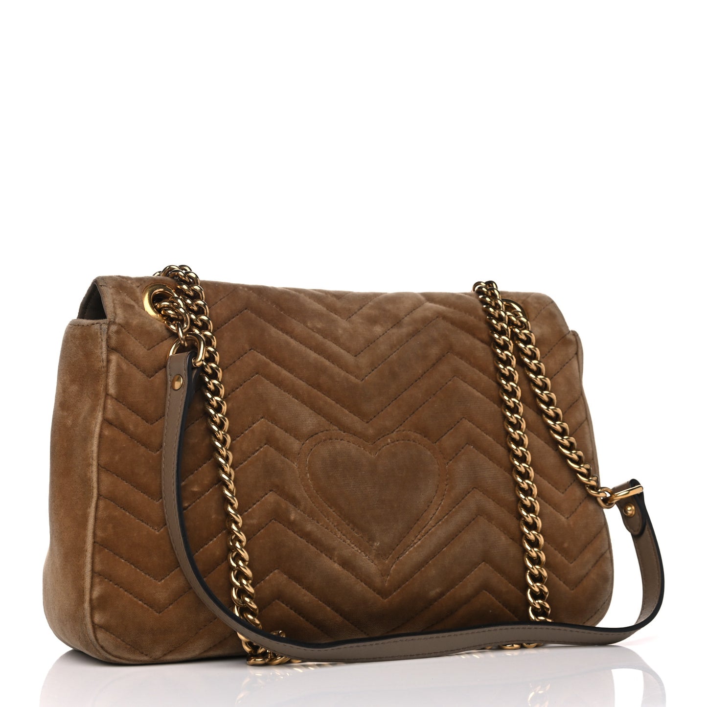 Velvet Matelasse Medium GG Marmont Shoulder Bag Taupe