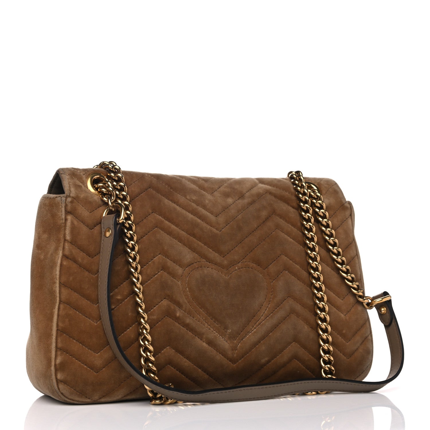 Gucci Velvet Matelasse Medium GG Marmont Shoulder Bag Taupe 2 of 19