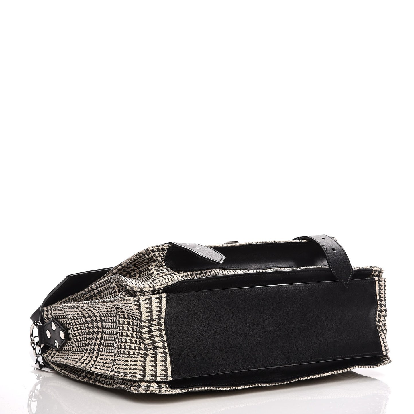 Canvas Houndstooth Printed Medium PS1 Satchel White Black