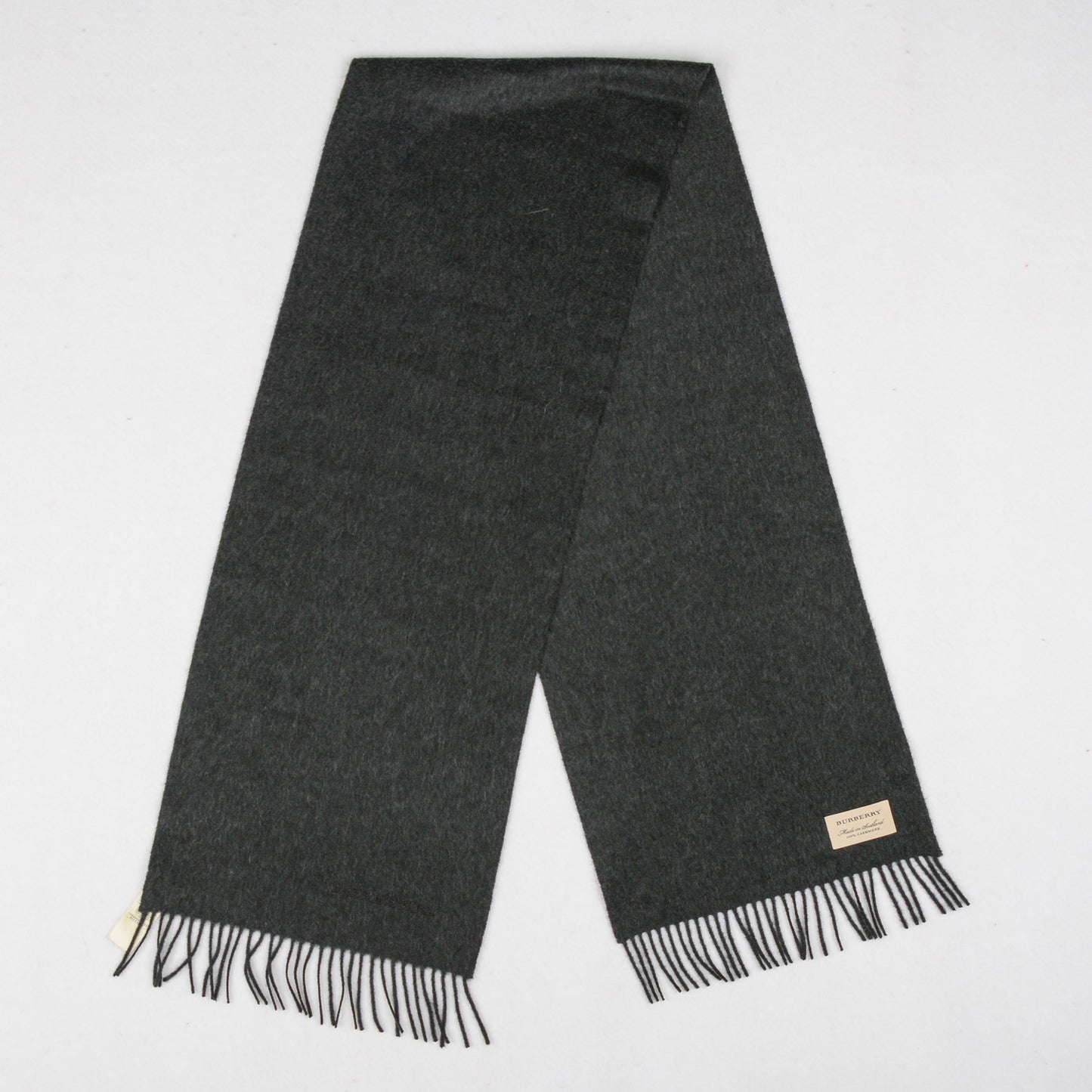 Cashmere Embroidered Fringe Scarf Charcoal