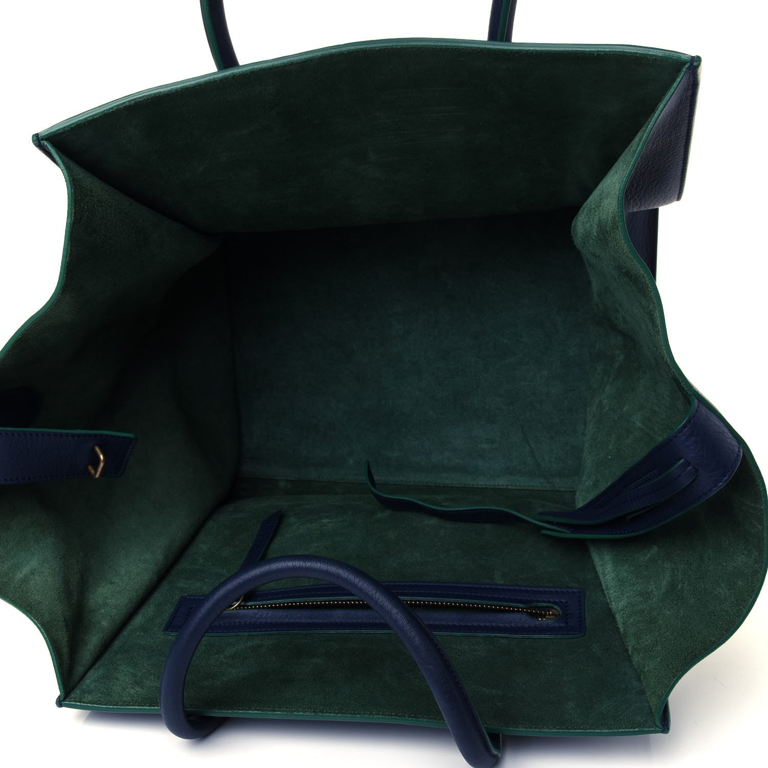 Celine Supple Calfskin Medium Phantom Luggage Navy Blue Green Trim 4 of 4