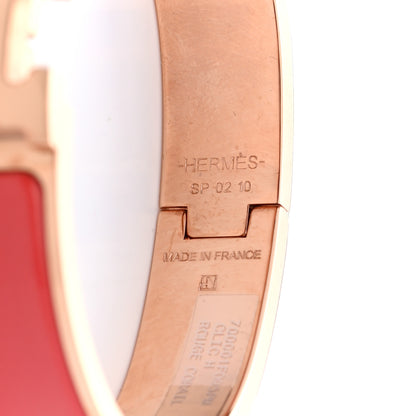 Hermes Enamel Narrow Clic Clac H Bracelet PM Rouge Corail 4 of 5