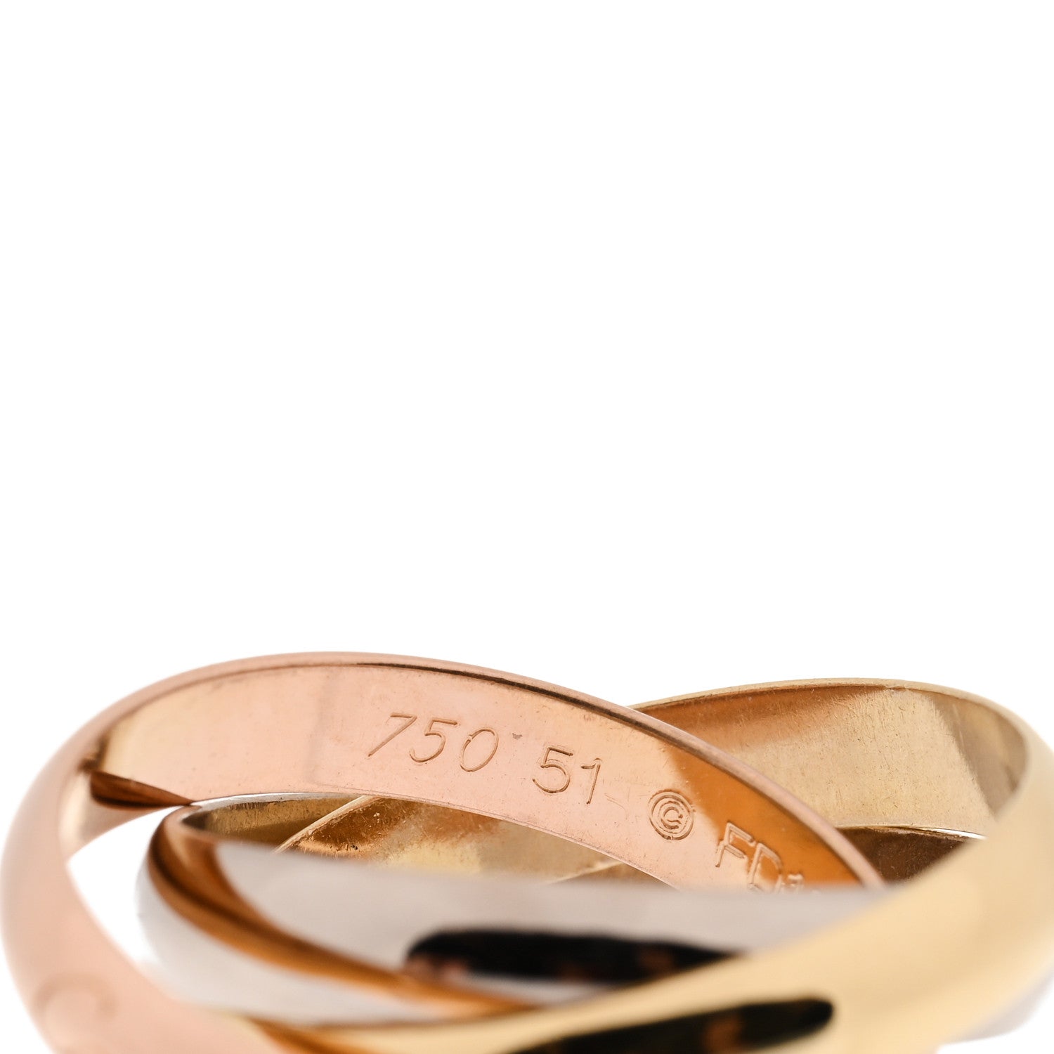 Cartier 18K Pink Yellow White Gold Small Trinity Ring 51 5.75 4 of 4