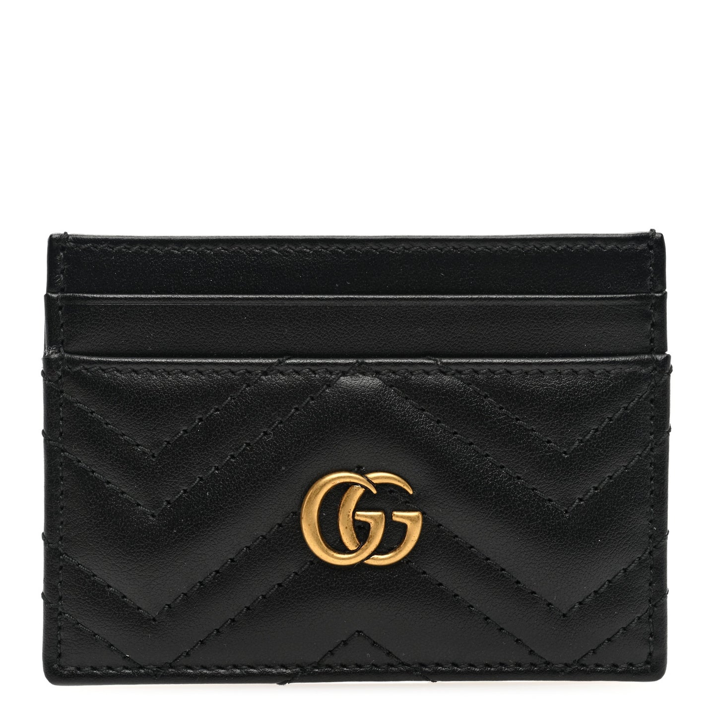 Calfskin Matelasse GG Marmont Card Holder Black
