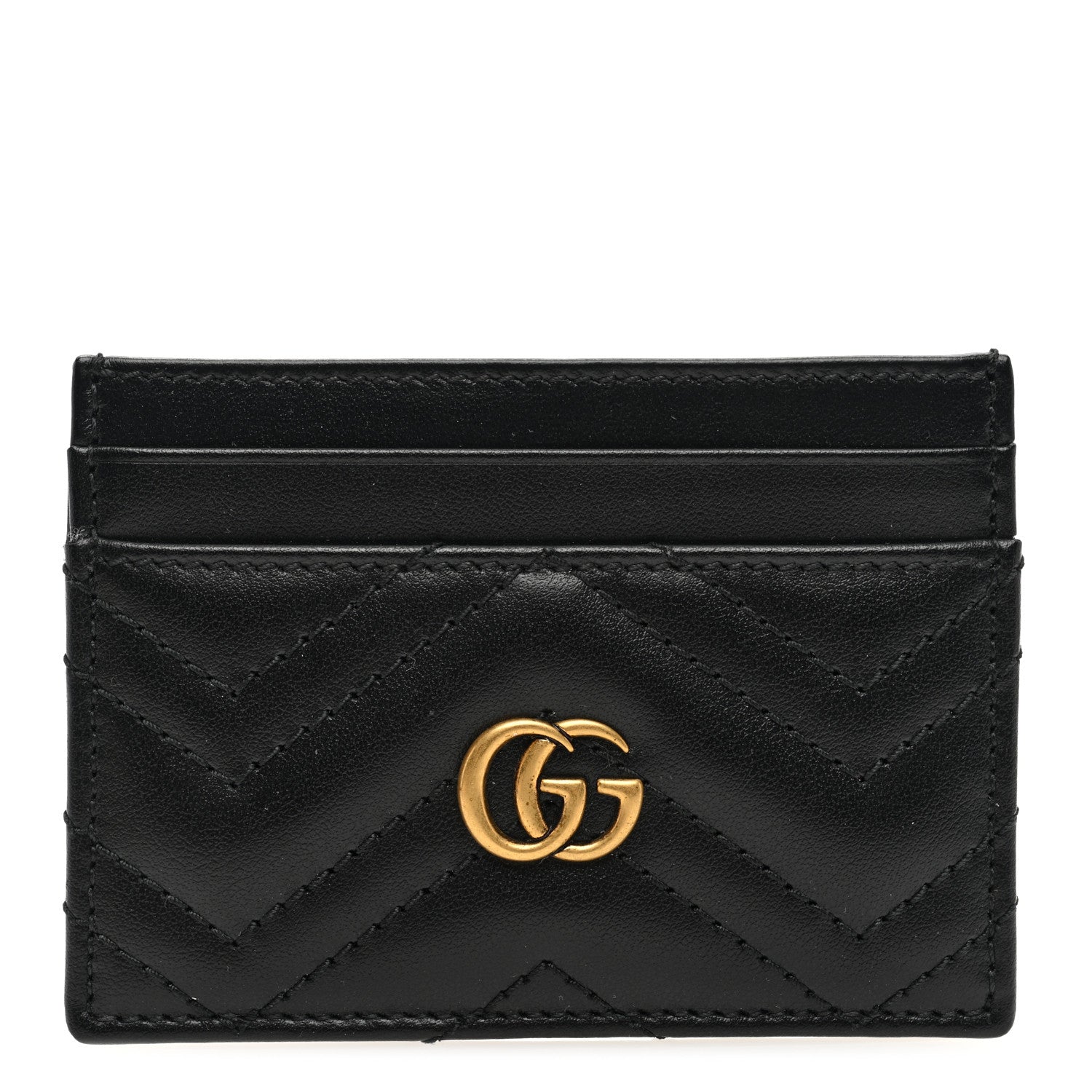 Gucci Calfskin Matelasse GG Marmont Card Holder Black 1 of 7