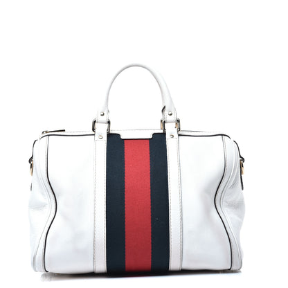 Gucci Calfskin Vintage Web Medium Boston White 1 of 9