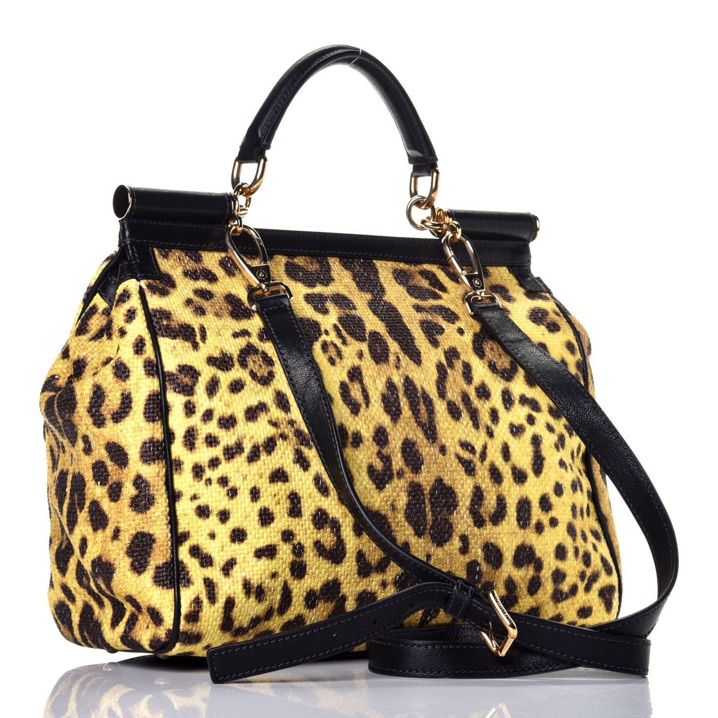 Canvas Leopard Print Large Miss Sicily Satchel