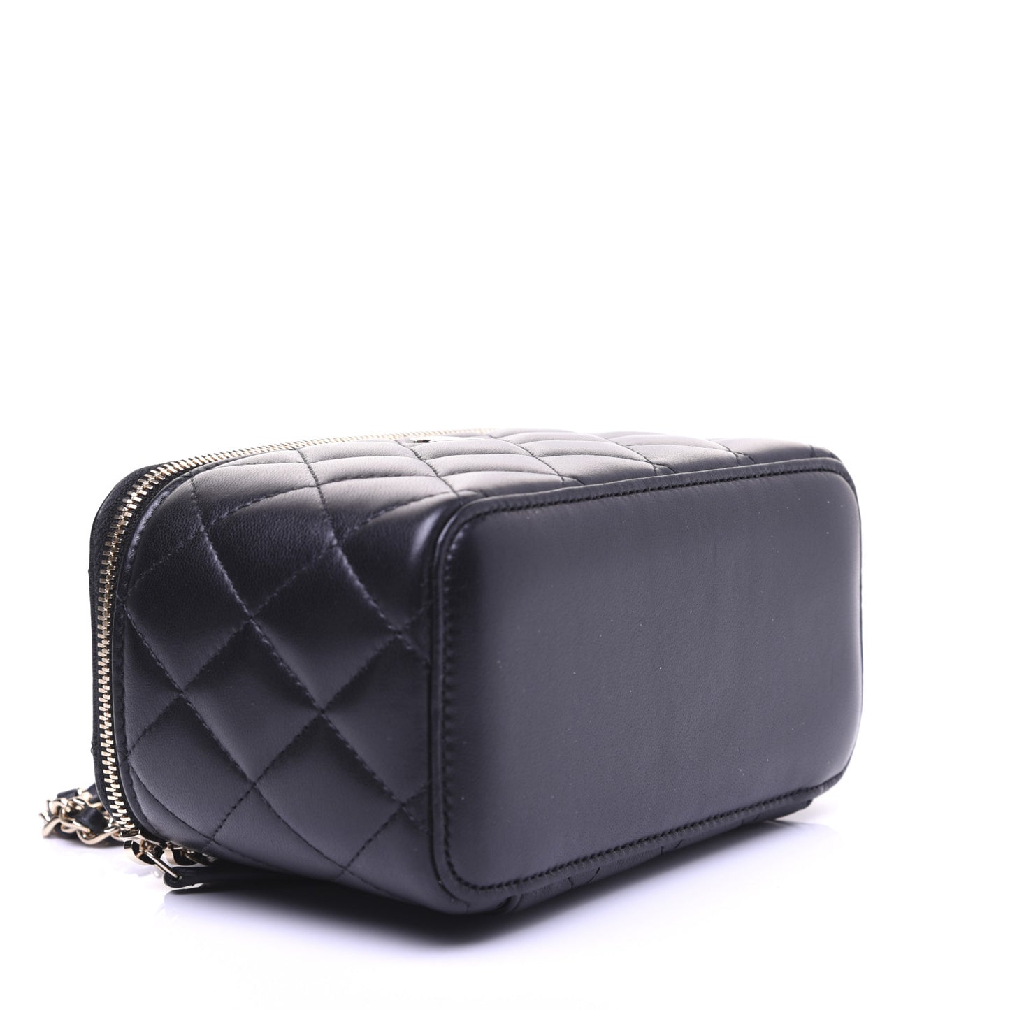 Lambskin Quilted Small Vanity Case With Chain Black