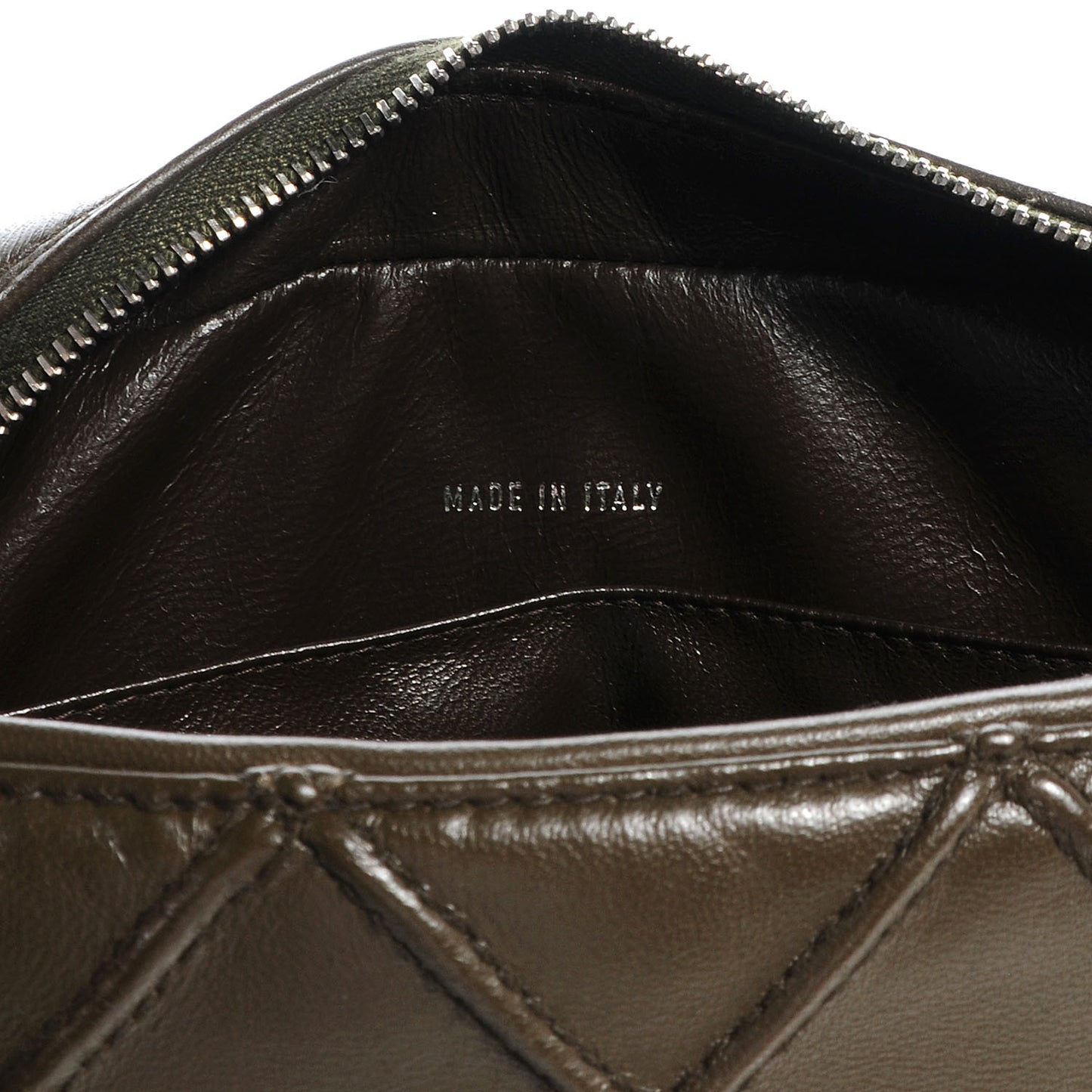 Lambskin Diamond Stitch Shoulder Bag Olive
