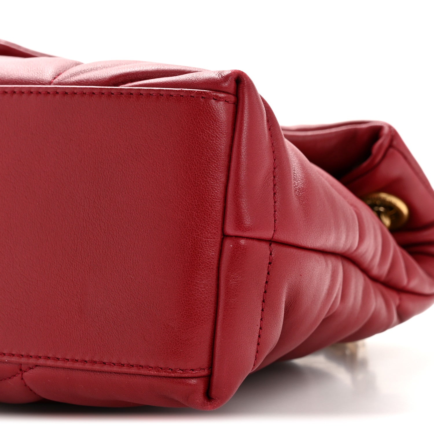 Saint Laurent Lambskin Quilted Small Loulou Puffer Monogram Chain Satchel Opyum Red 10 of 11