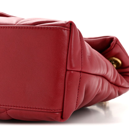 Saint Laurent Lambskin Quilted Small Loulou Puffer Monogram Chain Satchel Opyum Red 10 of 11