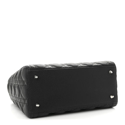 Christian Dior Grained Calfskin Cannage Medium Lady Dior Black 4 of 9