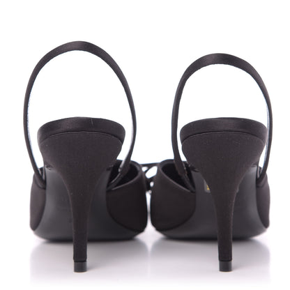 Balenciaga Satin Pointed Toe Knife Slingback Mules 35 Black 5 of 9