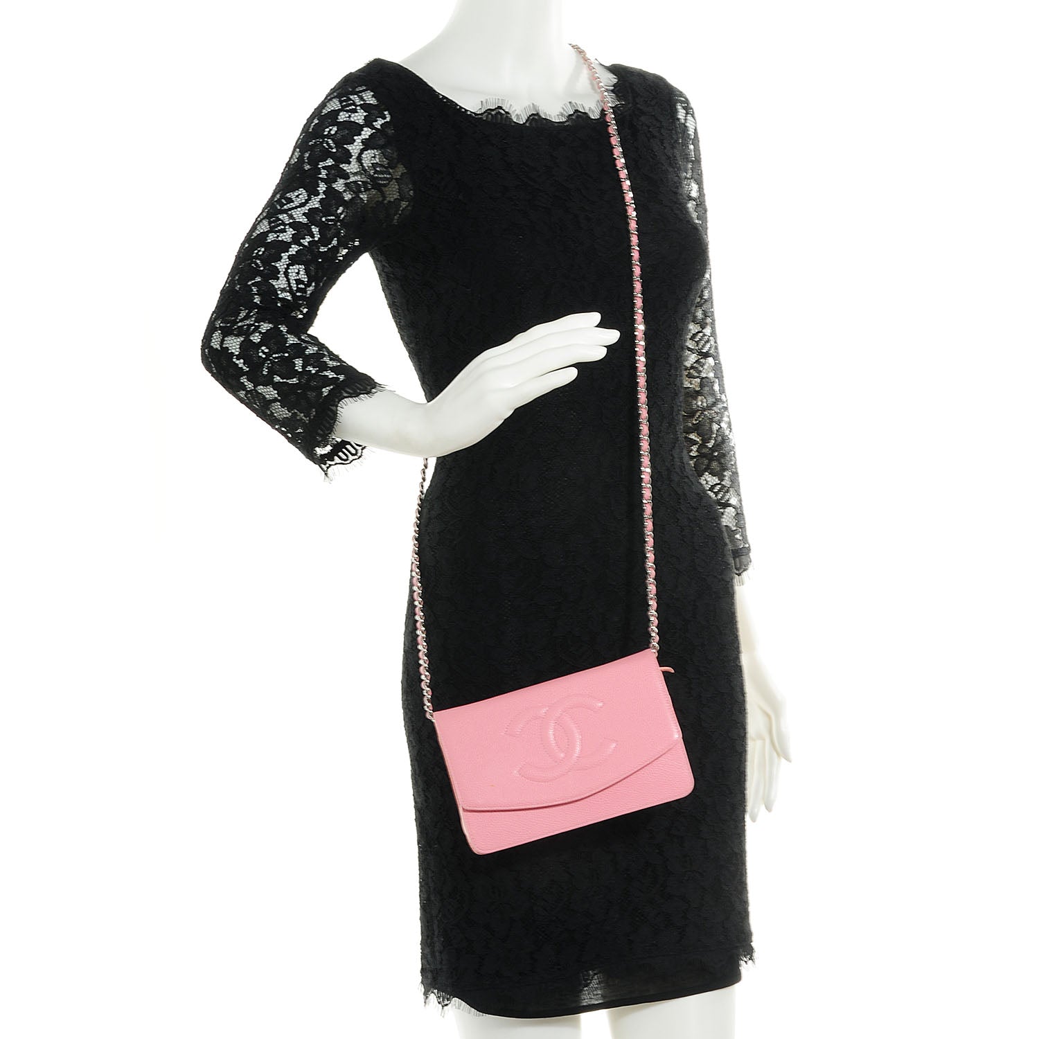 Chanel Caviar Timeless CC Wallet on Chain WOC Pink 2 of 8