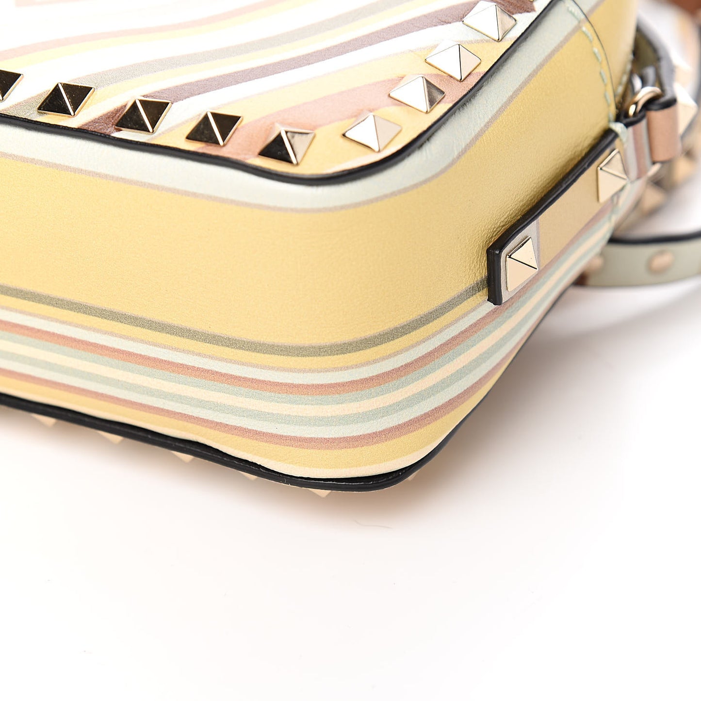 Vitello Native Couture 1975 Rockstud Camera Crossbody Bag Green Multicolor