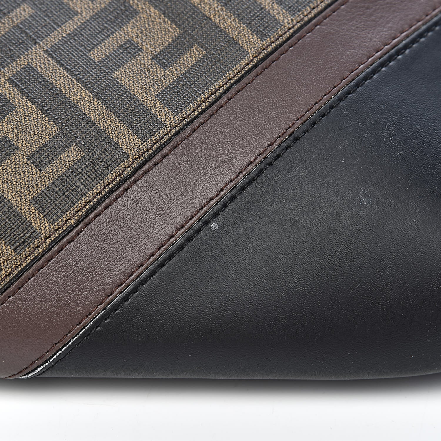 Fendi Glazed Fabric Vitello Liberty FF 1974 Diagonal Belt Bag Tobacco Moresco Black 10 of 11