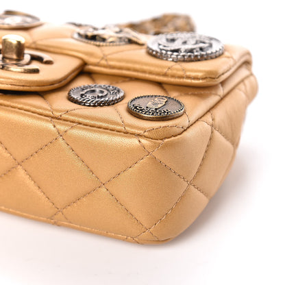 Chanel Metallic Lambskin Quilted Extra Mini Medallion Flap Gold 6 of 19