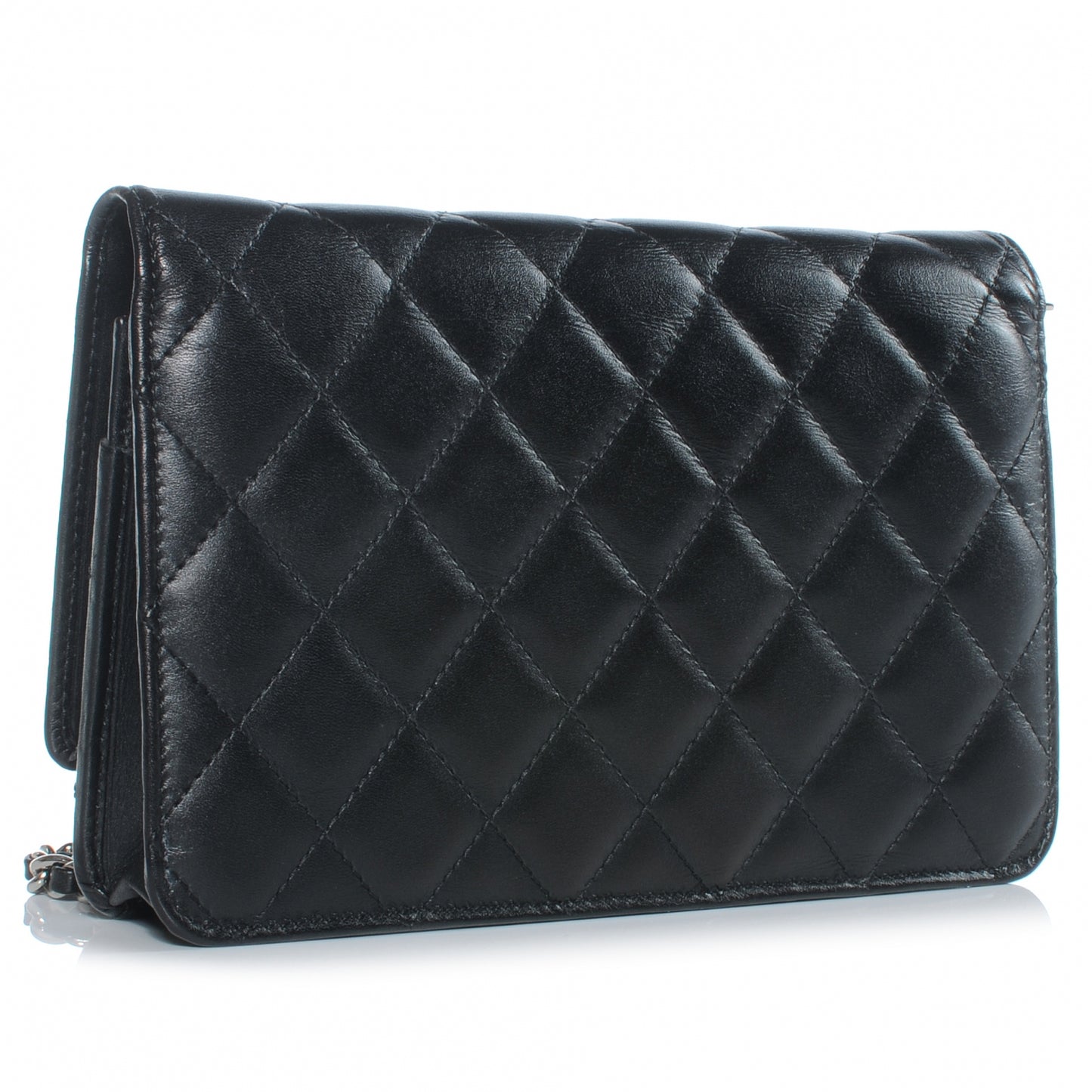 Calfskin Quilted Cambon Wallet On Chain WOC Black