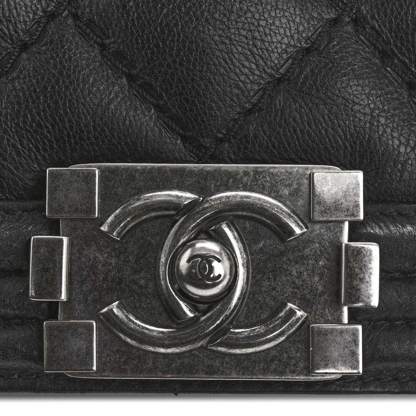 Calfskin Quilted Double Stitch New Medium Boy Flap Black