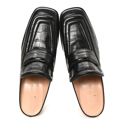 Bottega Veneta Calfskin Alligator Embossed Mules 39 Black 2 of 9