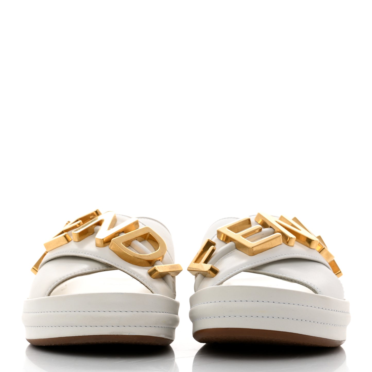 Vitello Womens Fendigraphy Slide Sandals 36 White Ice