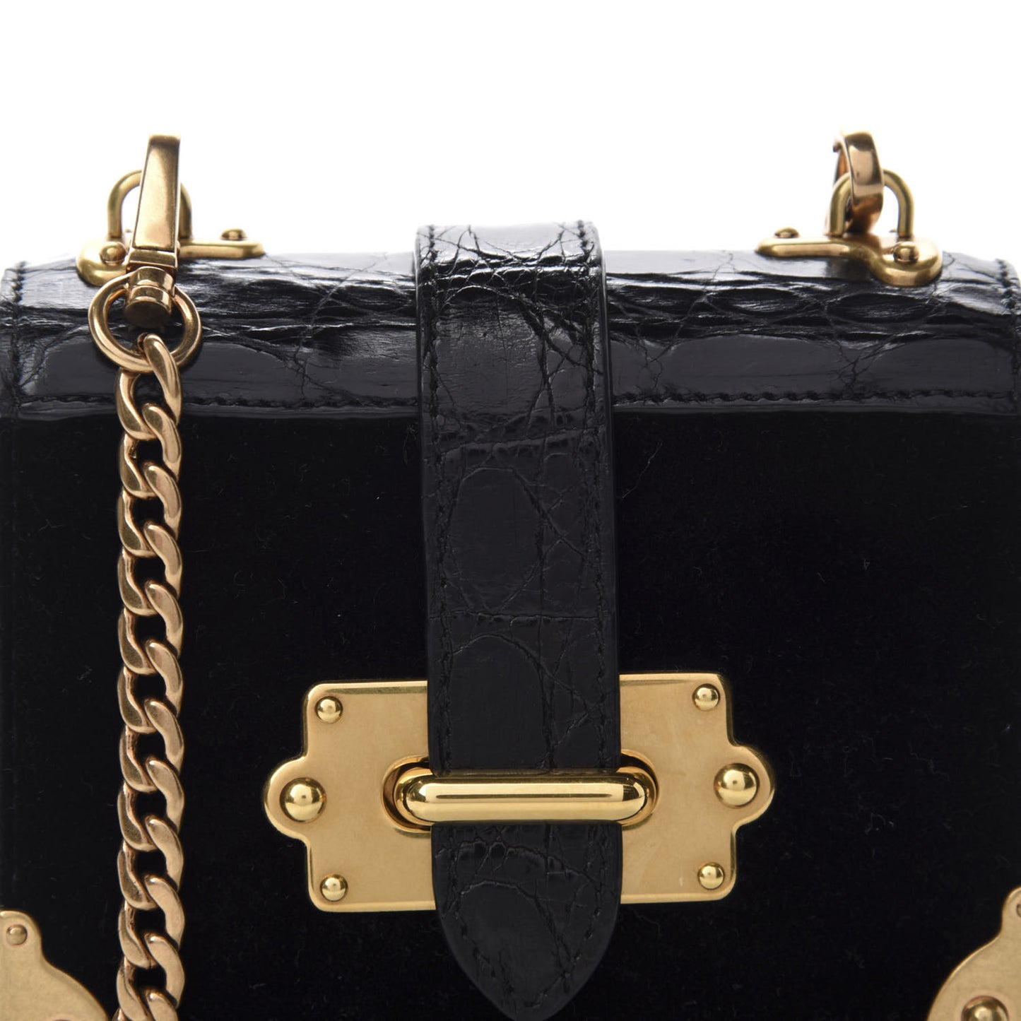 Velvet Crocodile Micro Cahier Bag Black