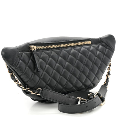 Chanel Lambskin Quilted Waist Bag Fanny Pack Black 3 of 10
