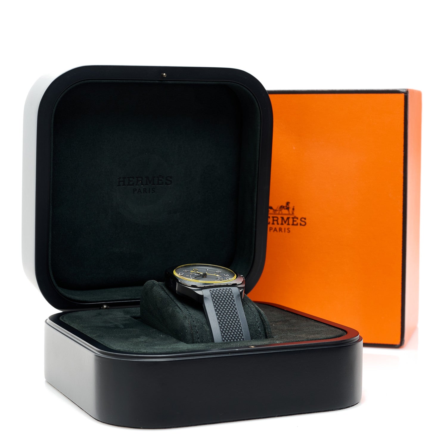 Hermes Graphene Nickel Rubber 39mm H08 Automatic Watch Noir