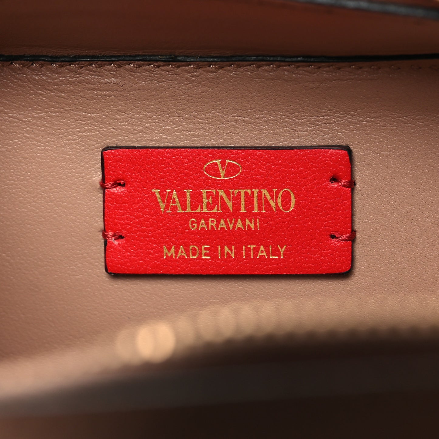 Grainy Calfskin VLogo Top Handle Camera Bag Crossbody Rose Cannelle
